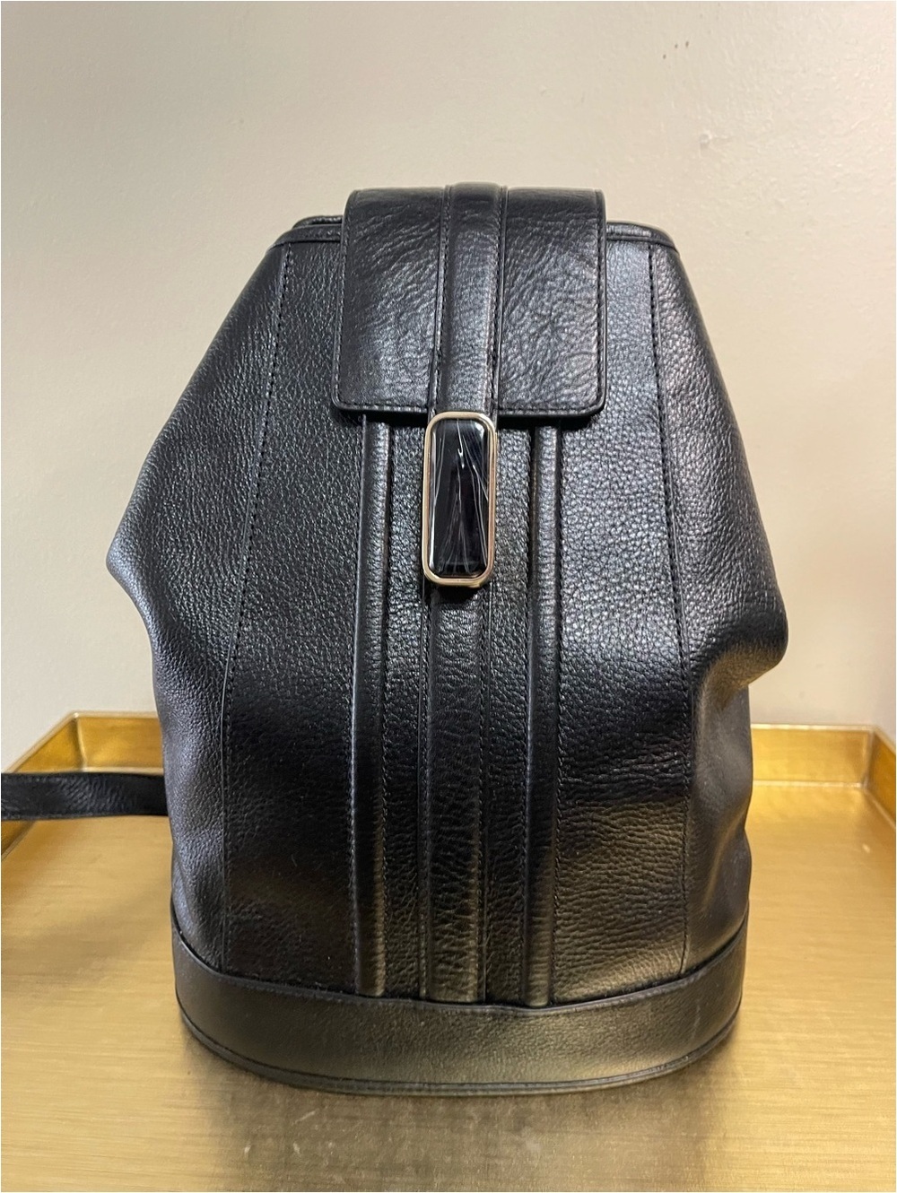 Brahmin Black Pebbled Leather Shoulder Bag Purse Silver Hardware Zip Top